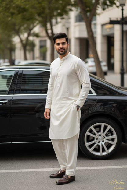 Premium Off White Cotton Suit - Luxury Lifestyle