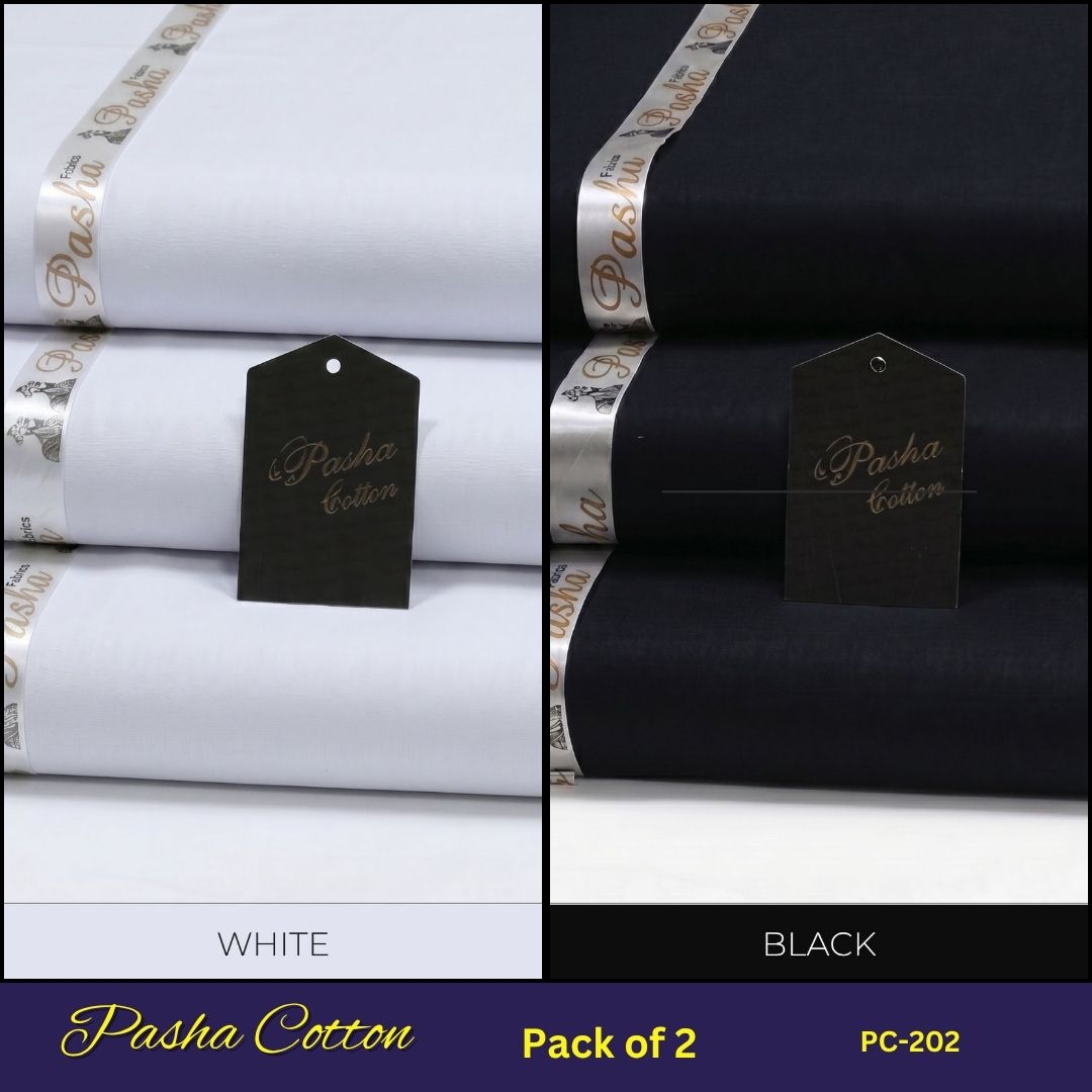 Deal of 2 PASHA Premium Quality Soft Cotton Unstitched Suit for Men | PC-202