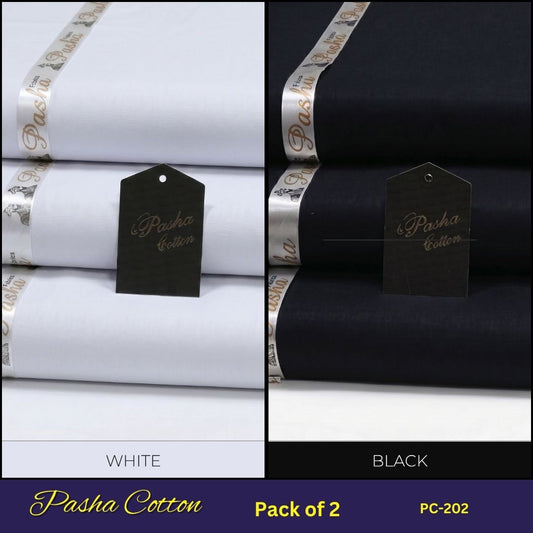 Deal of 2 PASHA Premium Quality Soft Cotton Unstitched Suit for Men | PC-202