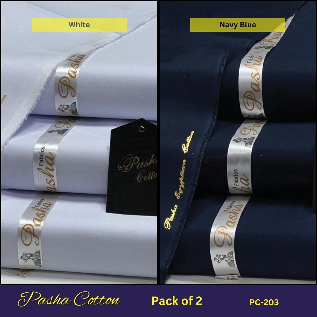 Deal of 2 PASHA Premium Quality Soft Cotton Unstitched Suit for Men | PC-203