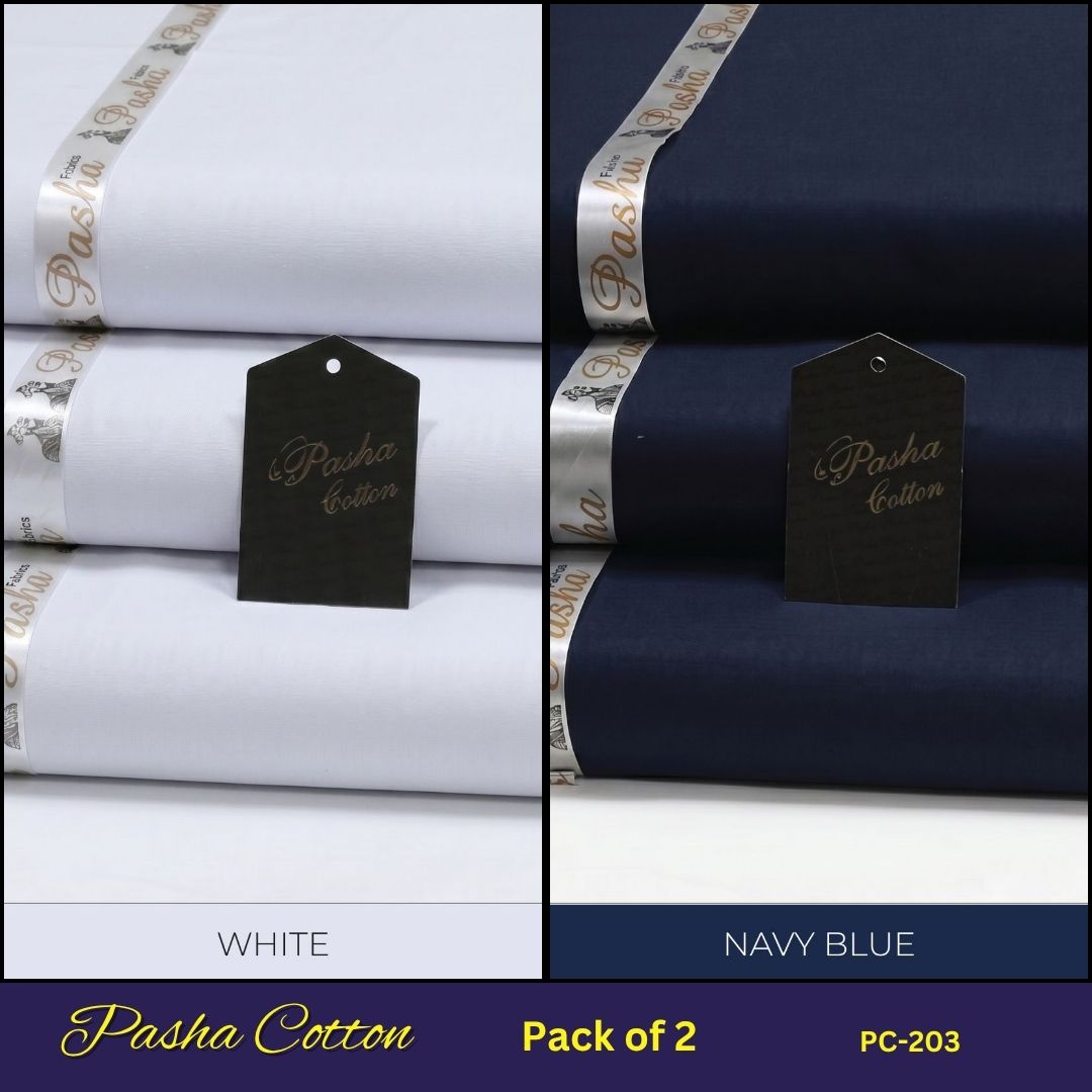 Deal of 2 PASHA Premium Quality Soft Cotton Unstitched Suit for Men | PC-203