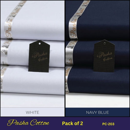Deal of 2 PASHA Premium Quality Soft Cotton Unstitched Suit for Men | PC-203