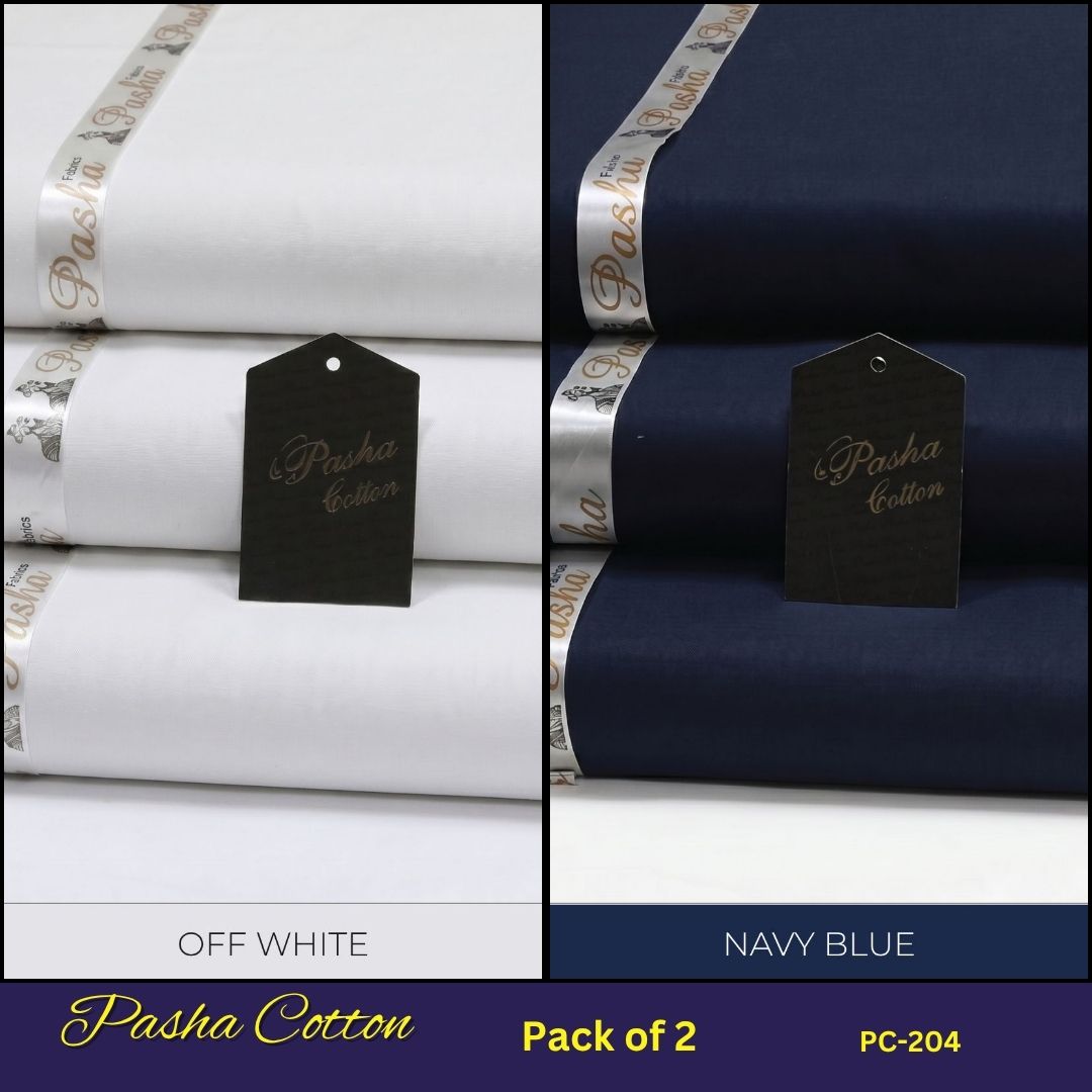 Deal of 2 PASHA Premium Quality Soft Cotton Unstitched Suit for Men | PC-204