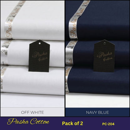 Deal of 2 PASHA Premium Quality Soft Cotton Unstitched Suit for Men | PC-204