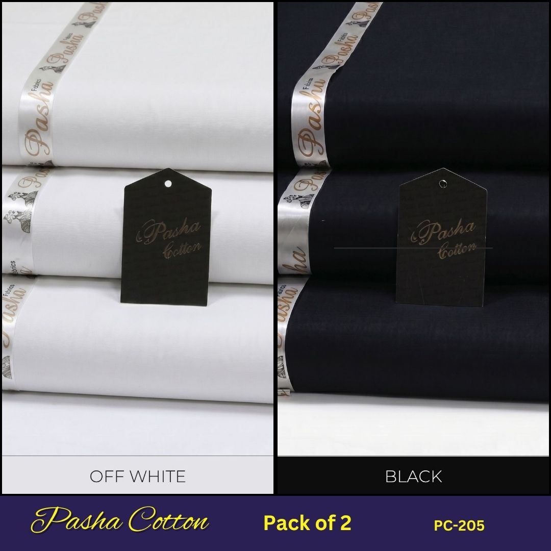 Deal of 2 PASHA Premium Quality Soft Cotton Unstitched Suit for Men | PC-205