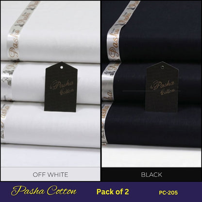 Deal of 2 PASHA Premium Quality Soft Cotton Unstitched Suit for Men | PC-205