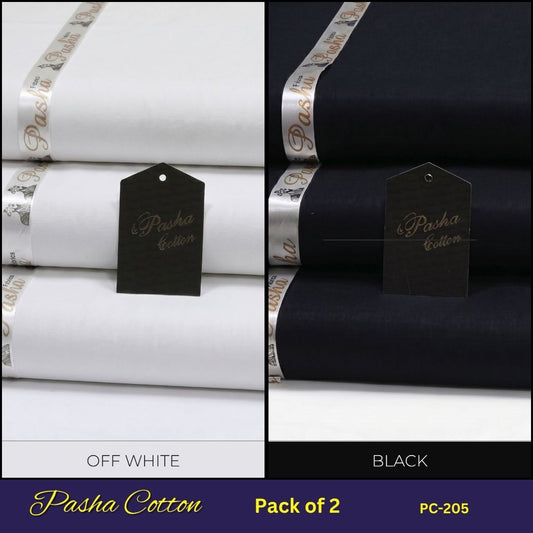 Deal of 2 PASHA Premium Quality Soft Cotton Unstitched Suit for Men | PC-205