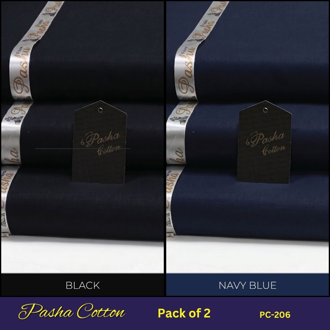 Deal of 2 PASHA Premium Quality Soft Cotton Unstitched Suit for Men | PC-206
