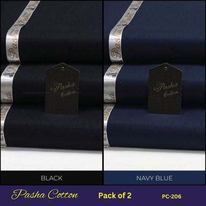 Deal of 2 PASHA Premium Quality Soft Cotton Unstitched Suit for Men | PC-206