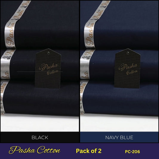 Deal of 2 PASHA Premium Quality Soft Cotton Unstitched Suit for Men | PC-206