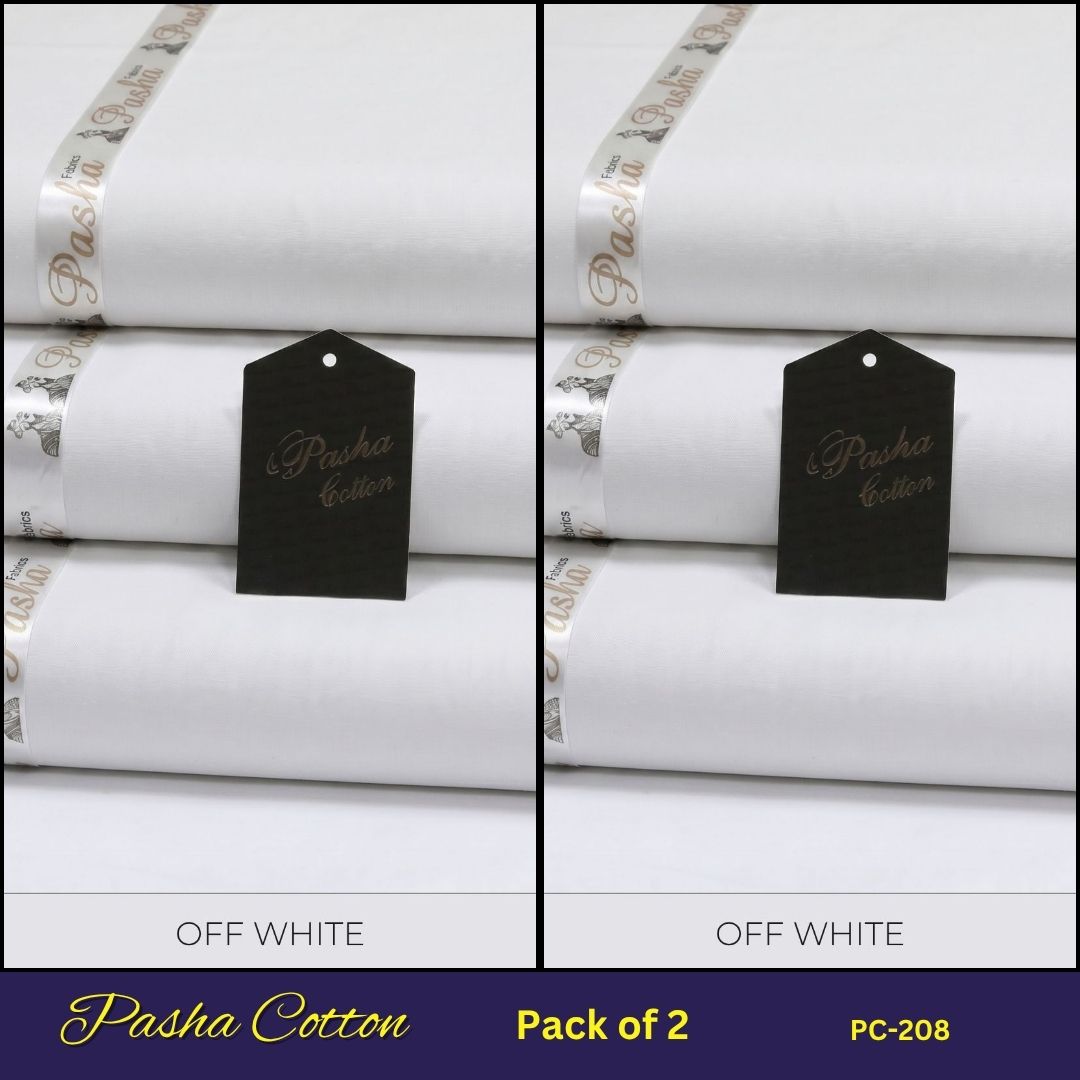 Deal of 2 PASHA Premium Quality Soft Cotton Unstitched Suit for Men | PC-208