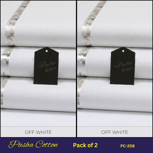 Deal of 2 PASHA Premium Quality Soft Cotton Unstitched Suit for Men | PC-208