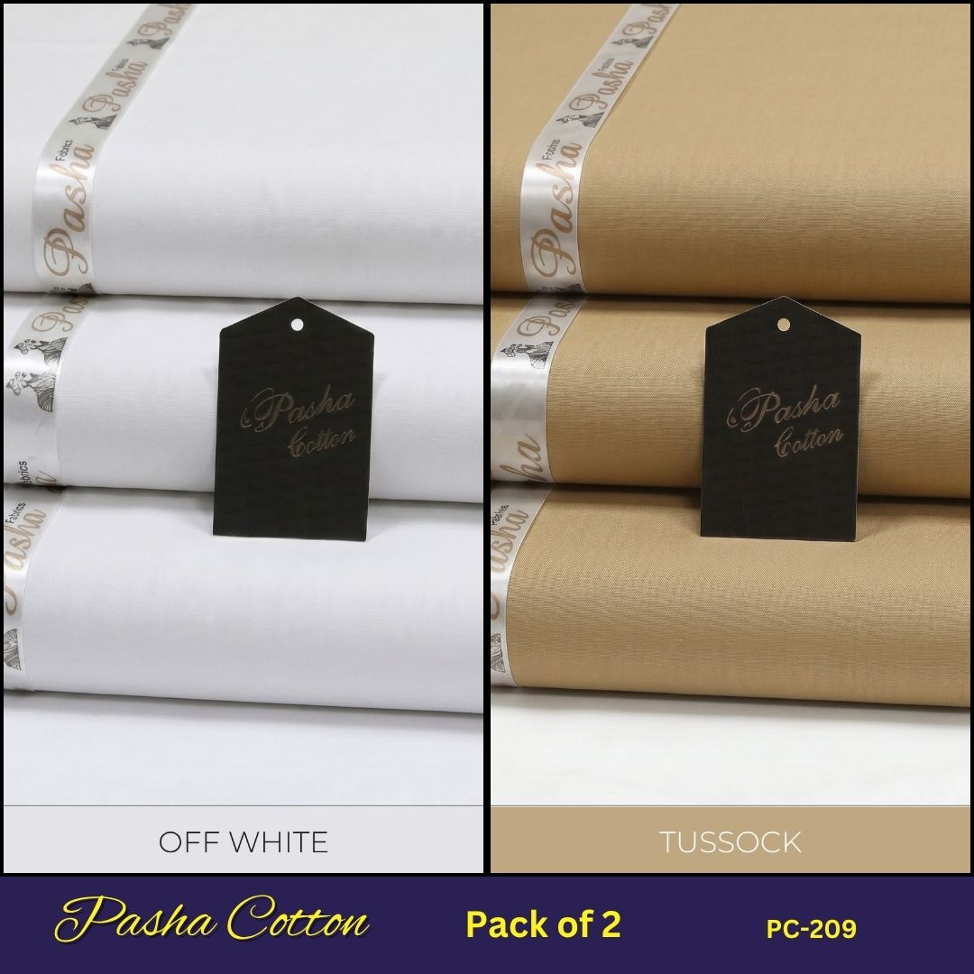 Deal of 2 PASHA Premium Quality Soft Cotton Unstitched Suit for Men | PC-209