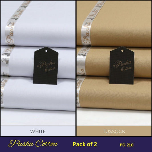 Deal of 2 PASHA Premium Quality Soft Cotton Unstitched Suit for Men | PC-210