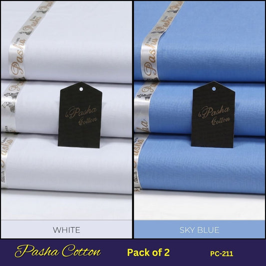 Deal of 2 PASHA Premium Quality Soft Cotton Unstitched Suit for Men | PC-211