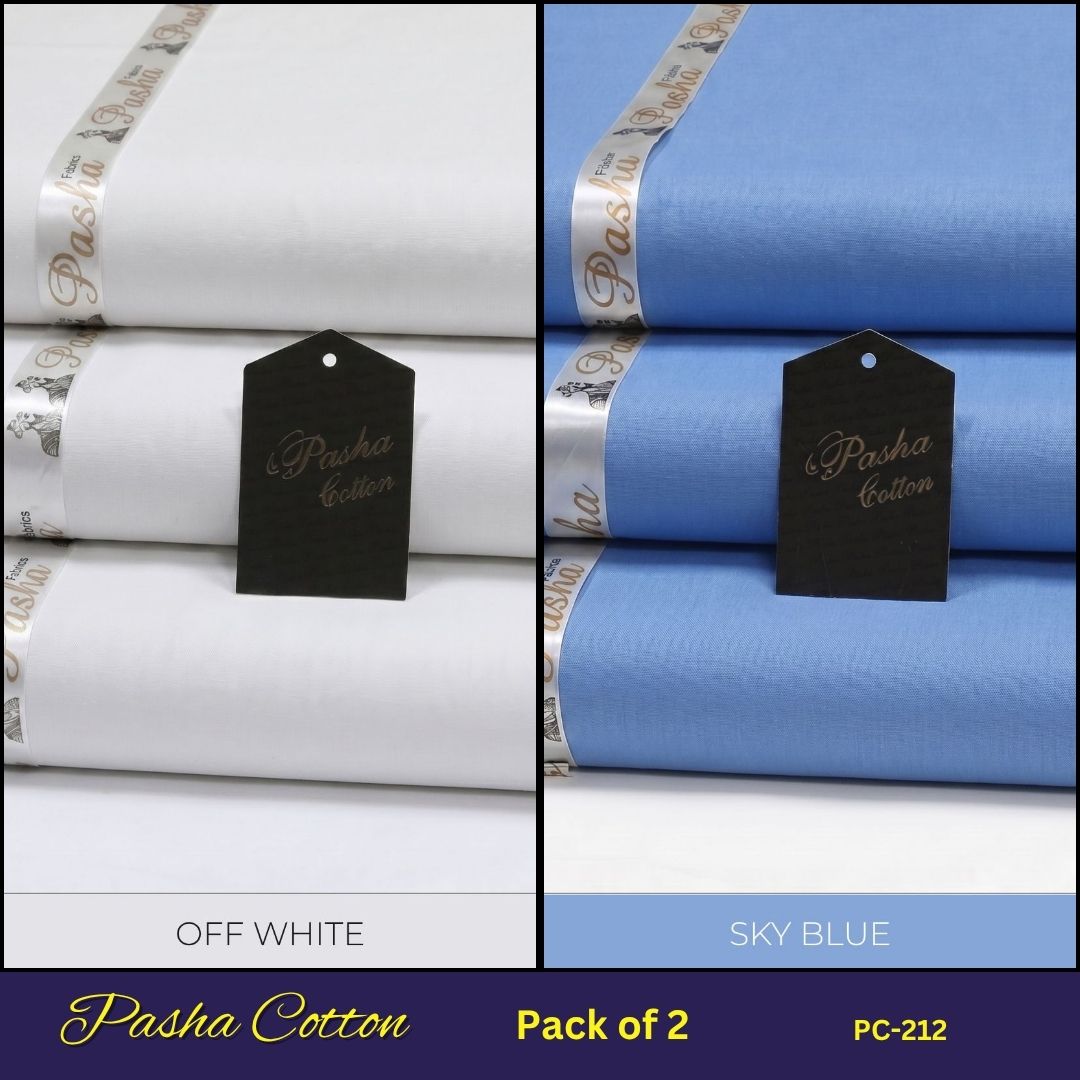 Deal of 2 PASHA Premium Quality Soft Cotton Unstitched Suit for Men | PC-212
