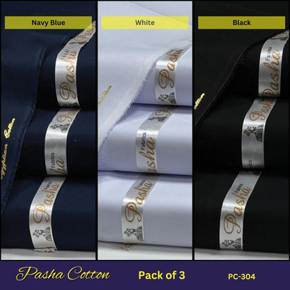 Deal of 3 PASHA Premium Quality Soft Cotton Unstitched Suit for Men | PC-304