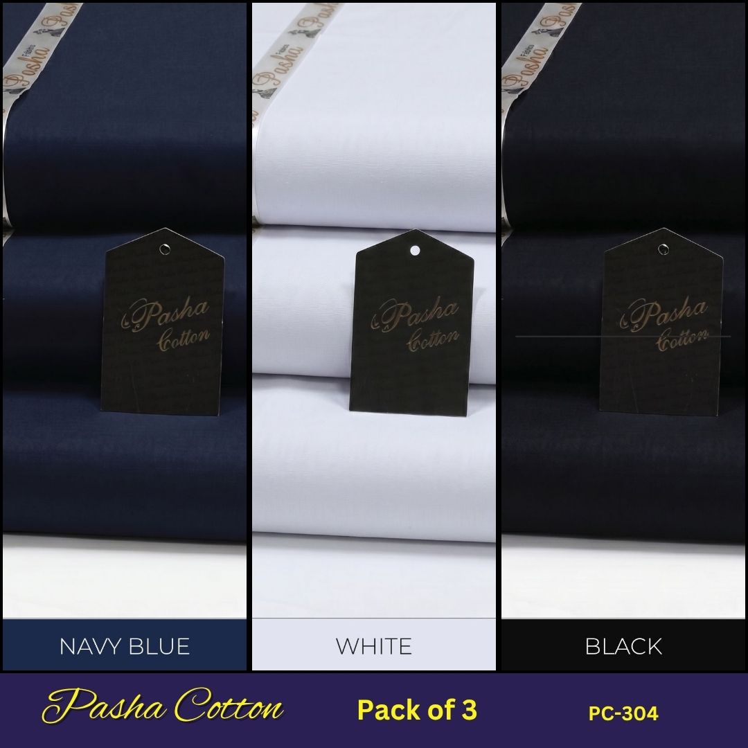Deal of 3 PASHA Premium Quality Soft Cotton Unstitched Suit for Men | PC-304
