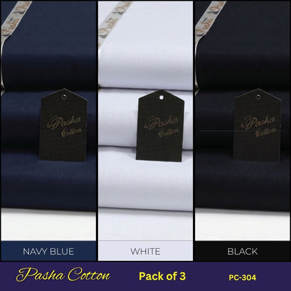 Deal of 3 PASHA Premium Quality Soft Cotton Unstitched Suit for Men | PC-304