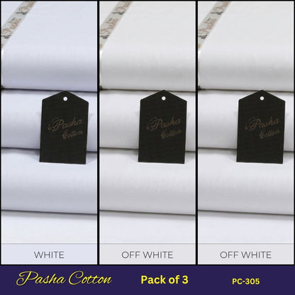 Deal of 3 PASHA Premium Quality Soft Cotton Unstitched Suit for Men | PC-305