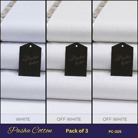 Deal of 3 PASHA Premium Quality Soft Cotton Unstitched Suit for Men | PC-305