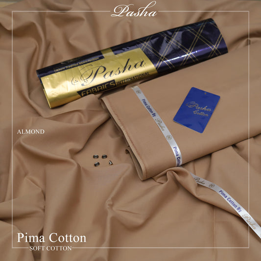 PASHA Premium Pima Soft Cotton Unstitched Suit for Men | Almond