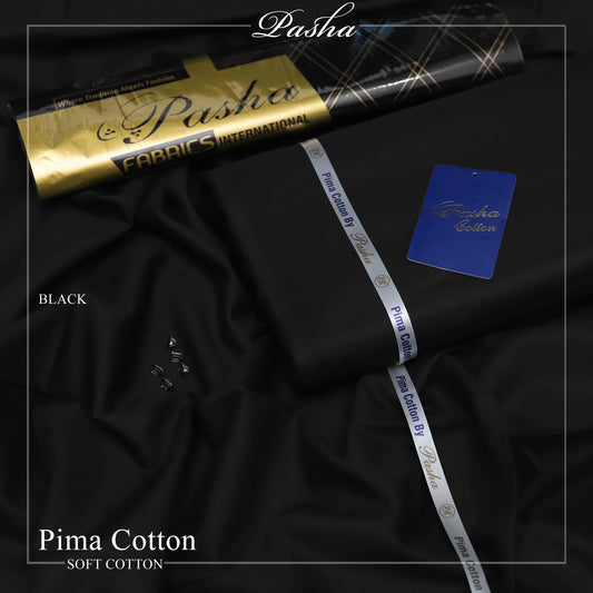 PASHA Premium Pima Soft Cotton Unstitched Suit for Men | Black