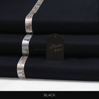 PASHA Premium Quality Soft Cotton Unstitched Suit for Men | Black