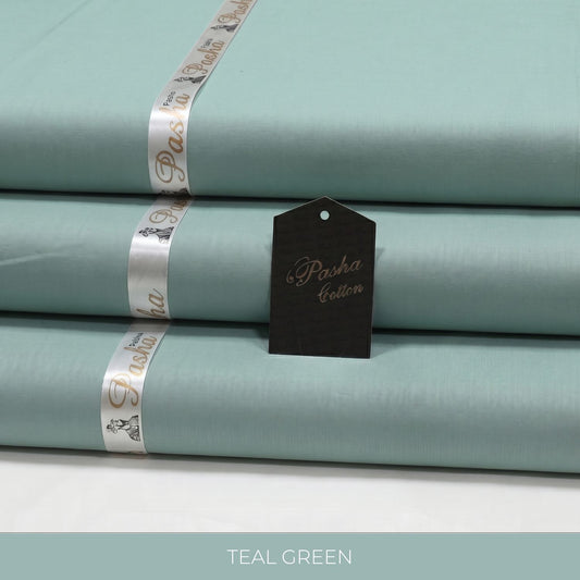 PASHA Premium Quality Soft Cotton Unstitched Suit for Men | Teal Green
