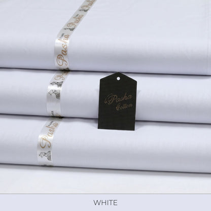 PASHA Premium Quality Soft Cotton Unstitched Suit for Men | White
