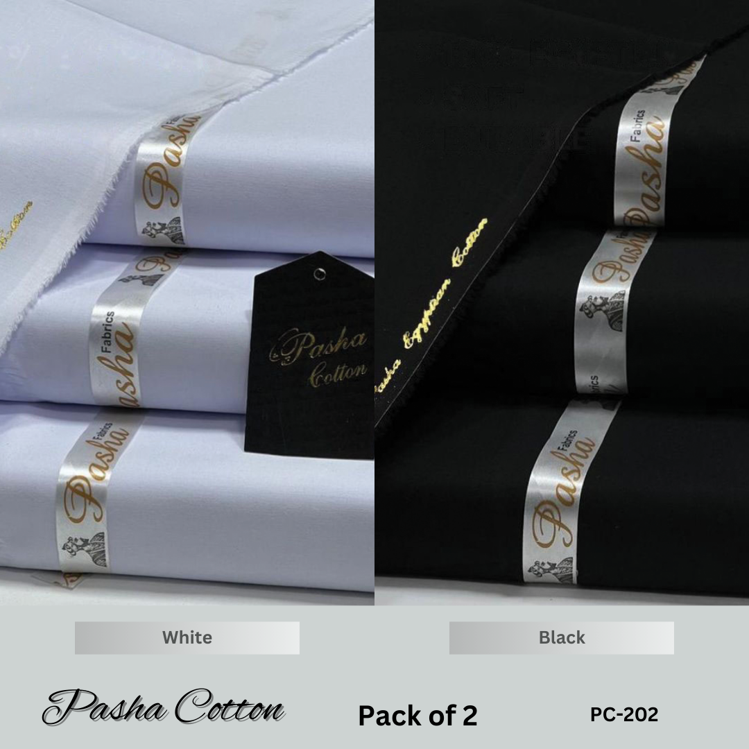 Deal of 2 PASHA Premium Quality Soft Cotton Unstitched Suit for Men | PC-202