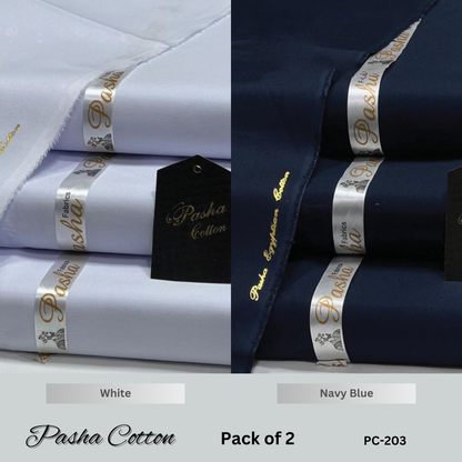 Deal of 2 PASHA Premium Quality Soft Cotton Unstitched Suit for Men | PC-203