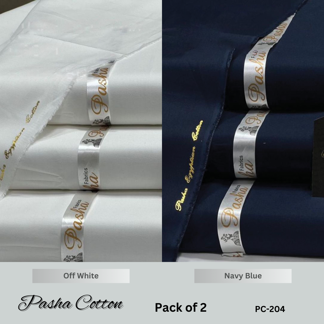 Deal of 2 PASHA Premium Quality Soft Cotton Unstitched Suit for Men | PC-204