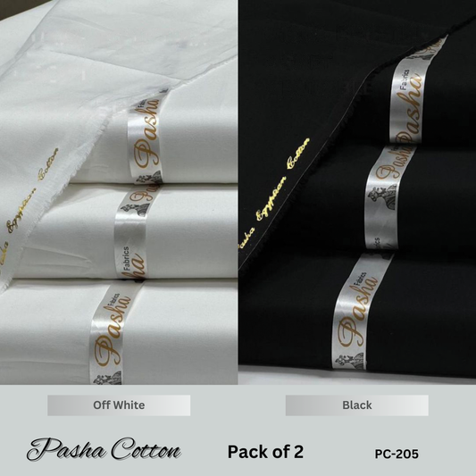 Deal of 2 PASHA Premium Quality Soft Cotton Unstitched Suit for Men | PC-205