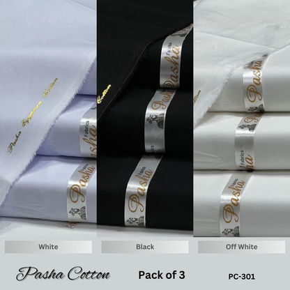 Deal of 3 PASHA Premium Quality Soft Cotton Unstitched Suit for Men | PC-301