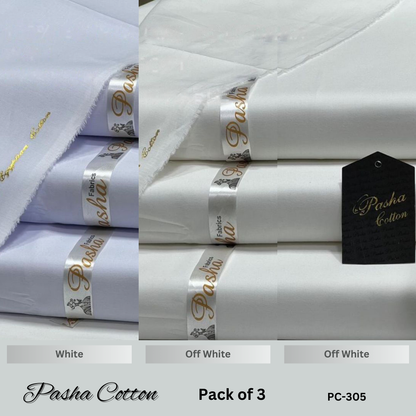 Deal of 3 PASHA Premium Quality Soft Cotton Unstitched Suit for Men | PC-305