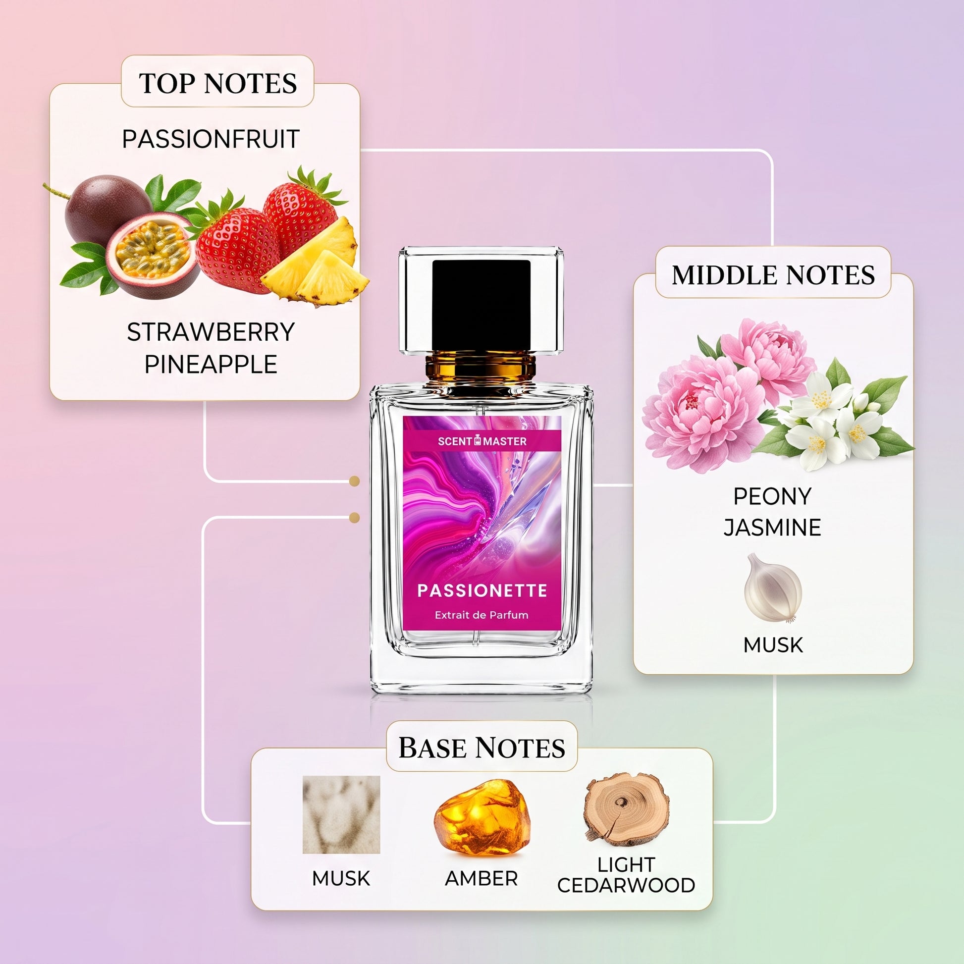 Passionette Perfume Fragrance Notes Infographic by Scent Master