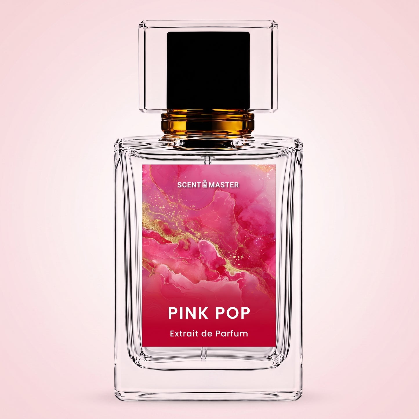 Pink Pop perfume 100ml bottle on a soft studio background
