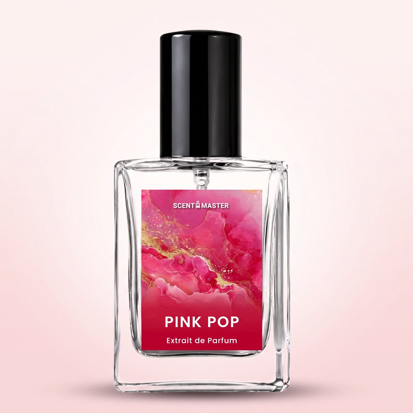 Pink Pop perfume 30ml bottle on a soft studio background