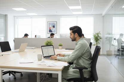 Pista Green Cotton Formal Wear - Professional Office Setting