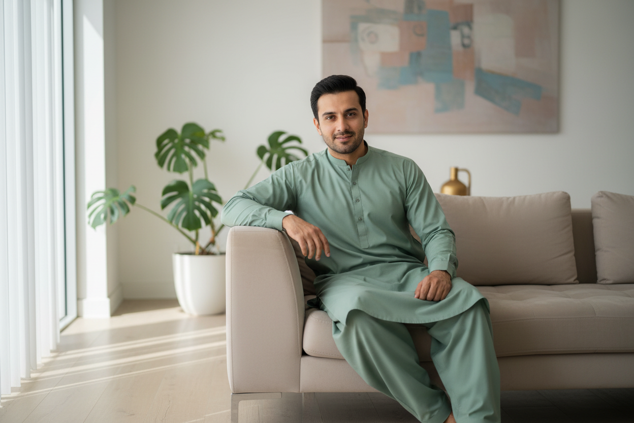Comfortable Pista Green Shalwar Kameez - Modern Home Lounge
