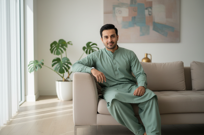 Comfortable Pista Green Shalwar Kameez - Modern Home Lounge