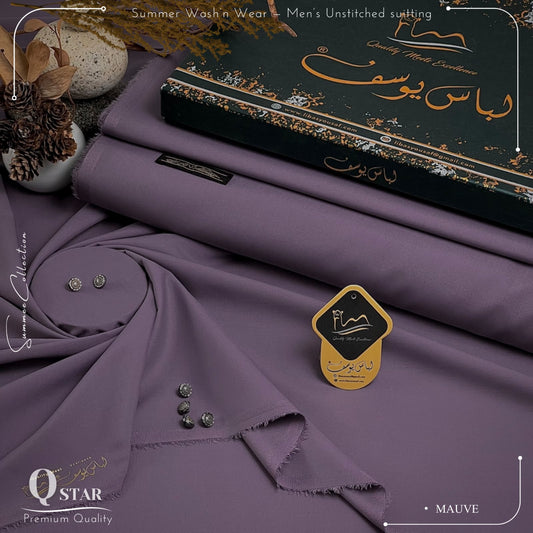 Libas-e-Yousaf Q-Star Premium Quality Summer Wash and Wear Unstitched Suit for Men | Mauve