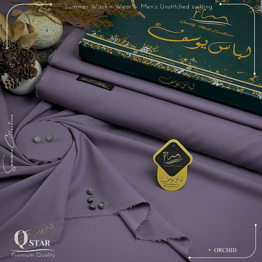 Libas-e-Yousaf Q-Star Premium Quality Summer Wash and Wear Unstitched Suit for Men | Orchid