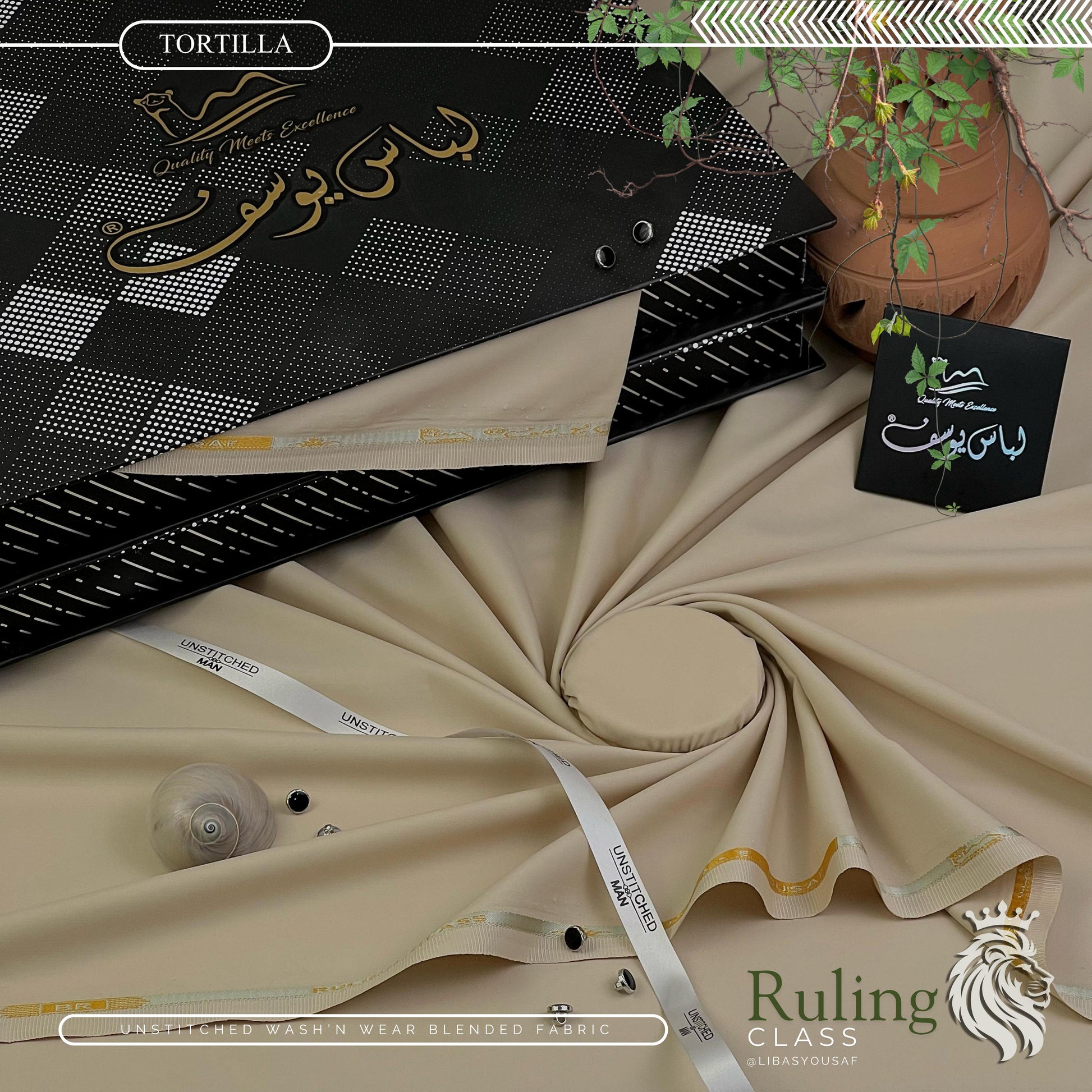 Ruling Class by Libas-e-Yousaf | Premium Quality | Wash and Wear Unstitched Suit for Men | Tortilla | LYRC-09