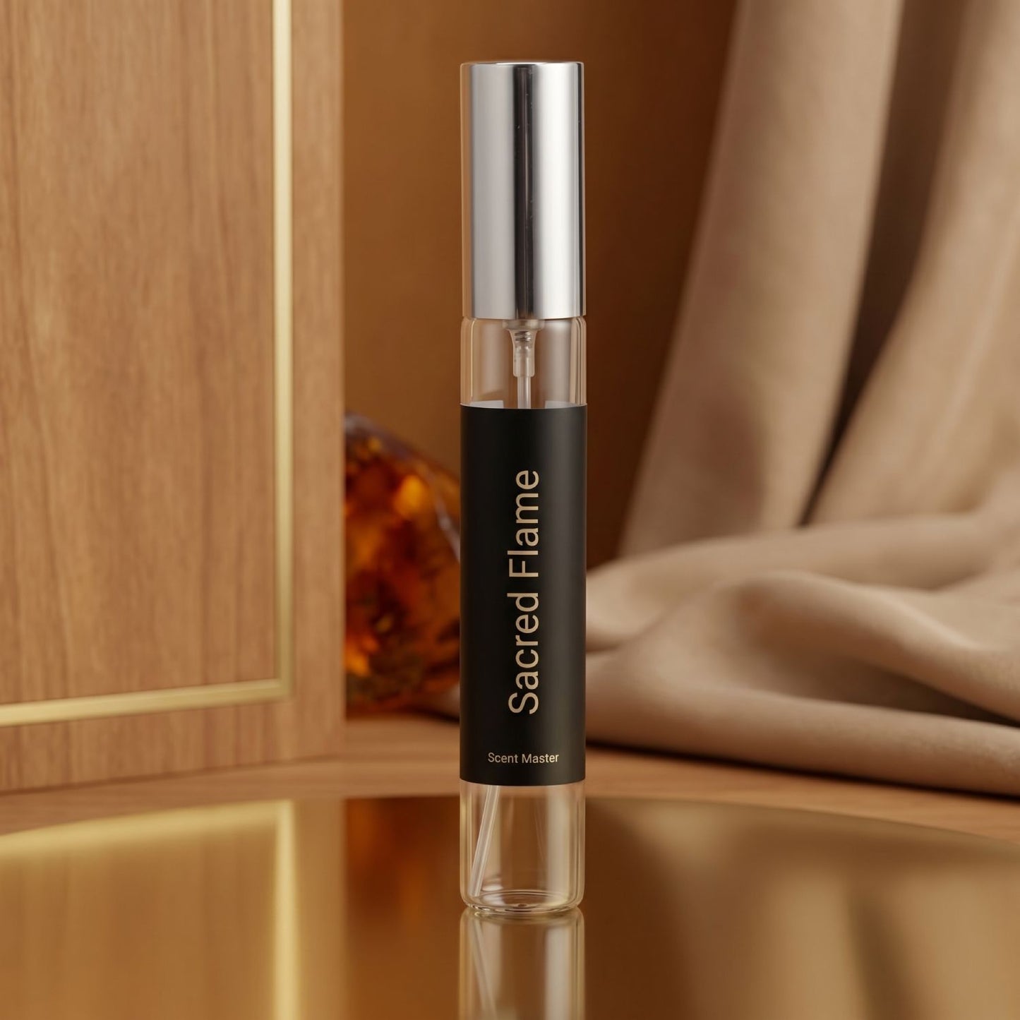 Sacred Flame by Scent Master 15ml travel perfume with smooth woody amber fragrance profile