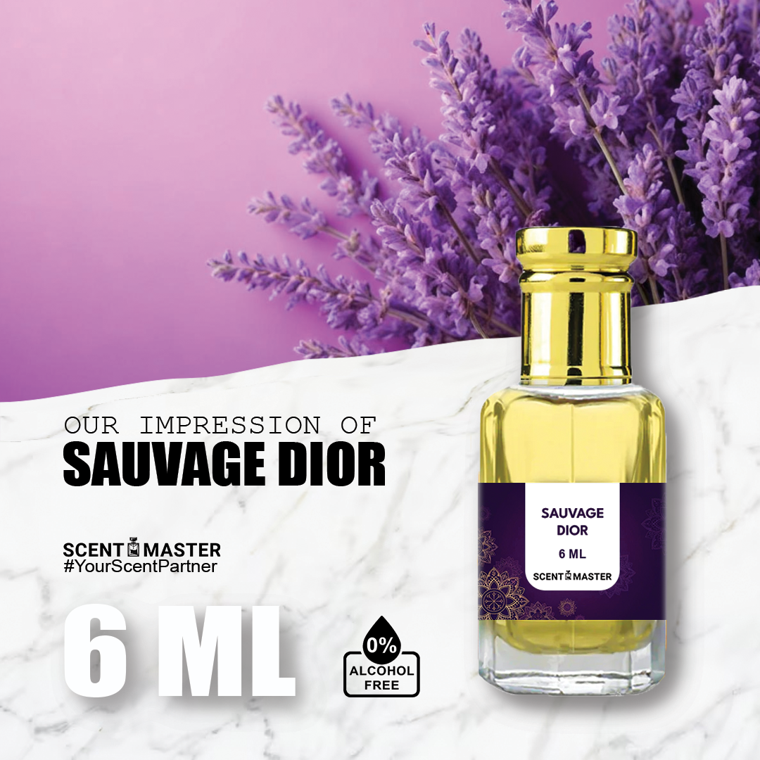 A sleek and masculine bottle of Scent Master's Sauvage Dior Attar.