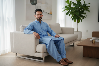 Comfortable Sky Blue Shalwar Kameez - Modern Home Lounge