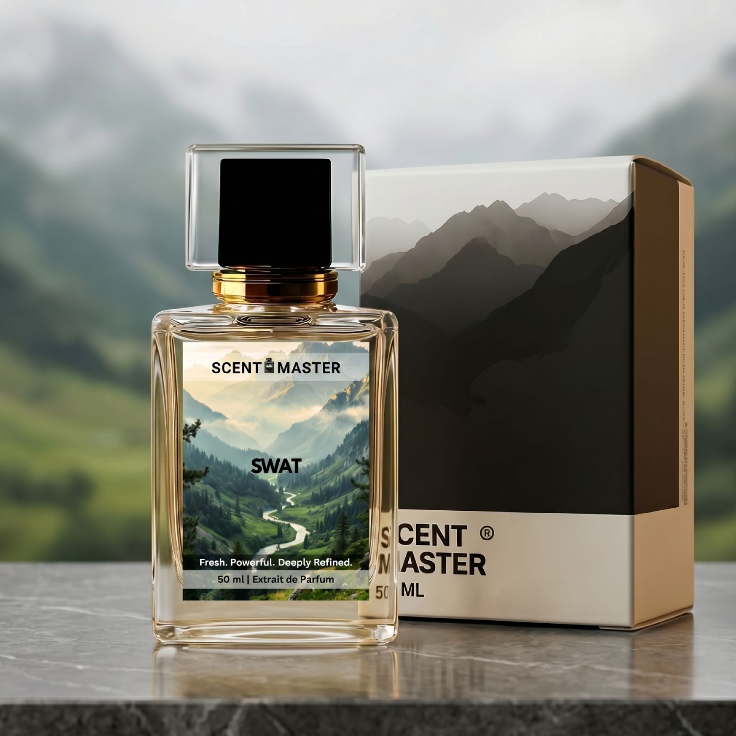 Swat by Scent Master 50ml perfume bottle with original packaging box for premium fragrance presentation