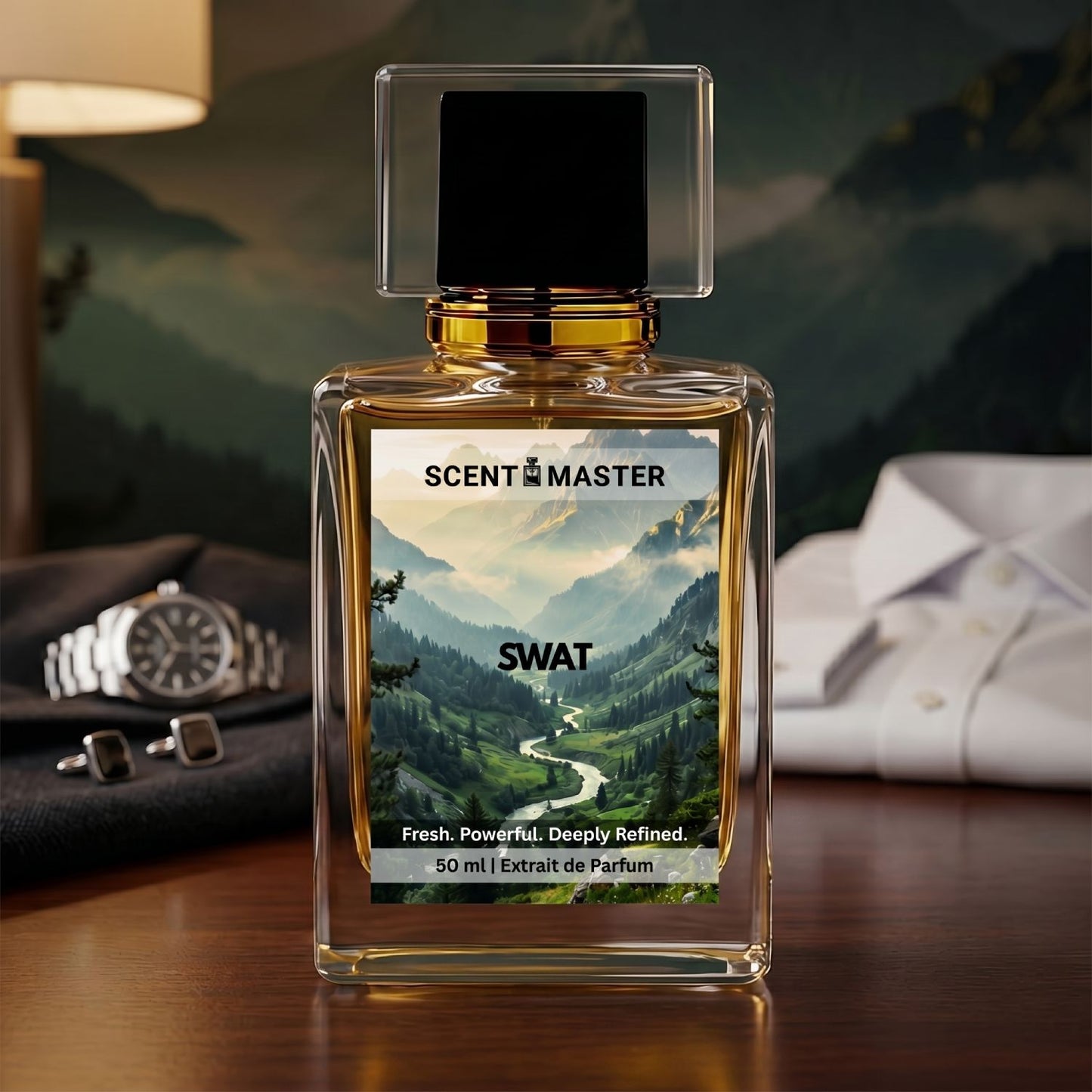 Swat by Scent Master office formal and evening perfume for men with premium desk styling